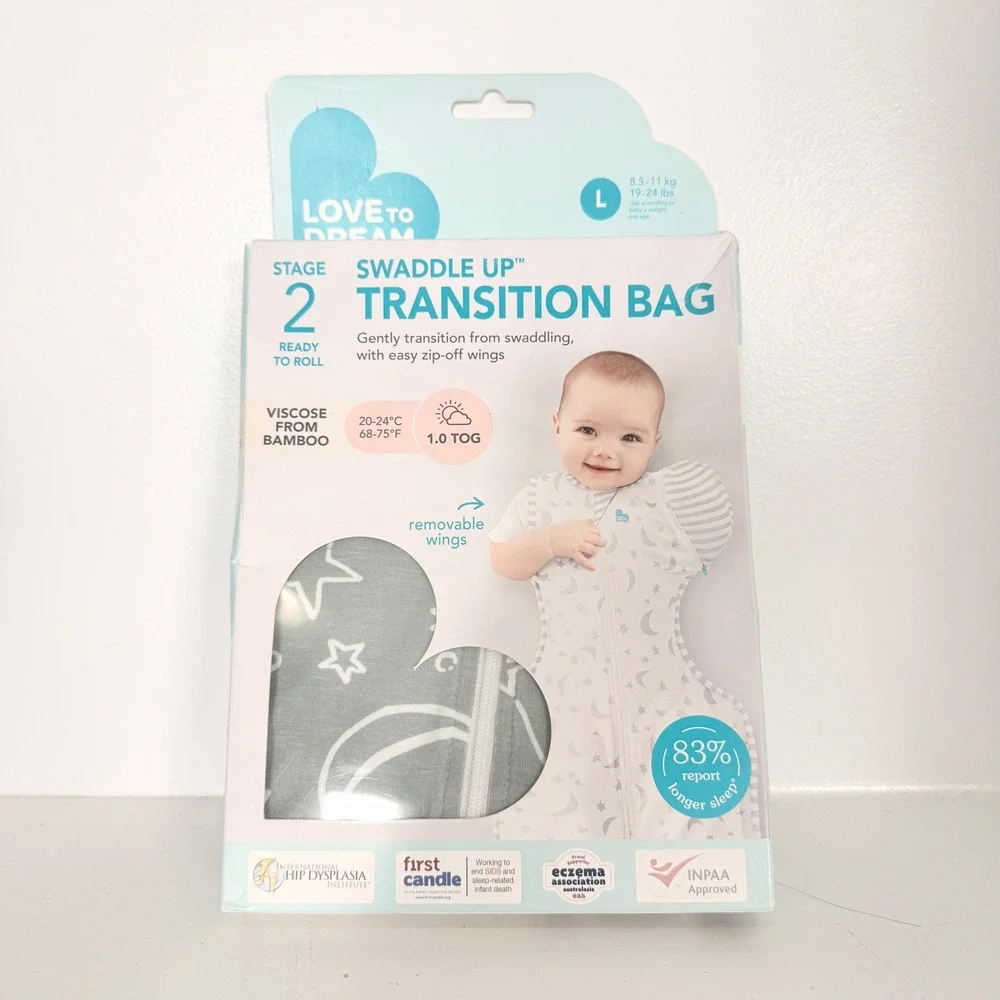 Love To Dream Swaddle UP Transition Bag Stage 2 Sz L Bamboo 1.0 TOG Sleep Sack